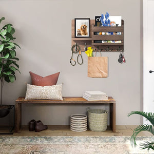 Mail Holder and Key Hanger with 4 Key Hooks
