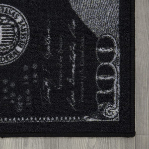 Black 100 Dollar Bill 18" x 43" Money Runner Rug Designer Floor Decor Carpet
