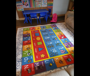✅Playtime Collection ABC, Numbers and Shapes Educational Area Rug - 3'3" x 4'7"