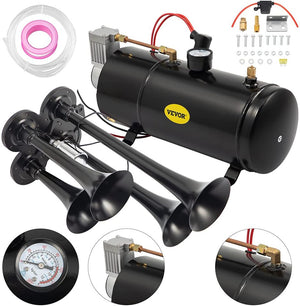 Train Horn Kit 4 Trumpet W/150PSI Air Compressor Complete System