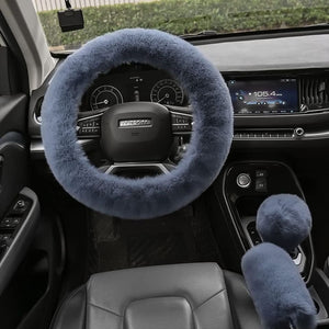 4PCS Set Fluffy Steering Wheel Cover with Handbrake Cover & Gear Shift Cover