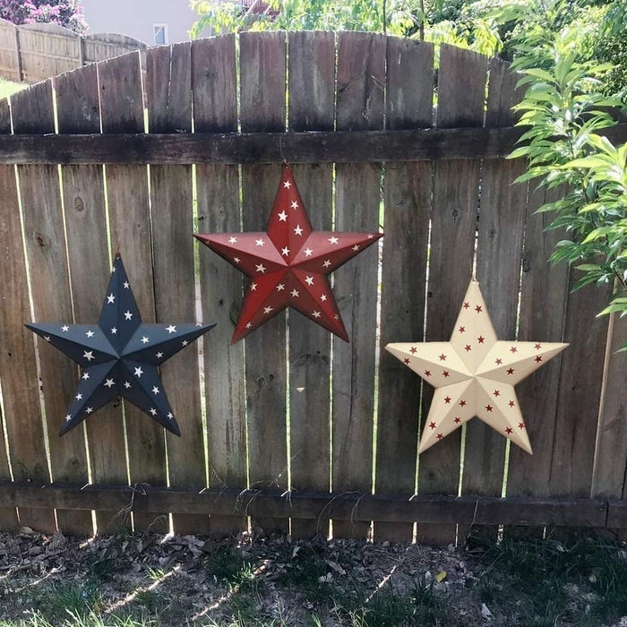 3 PCS Metal Barn Star Patriotic Decor Garden Outdoor Wall Rustic