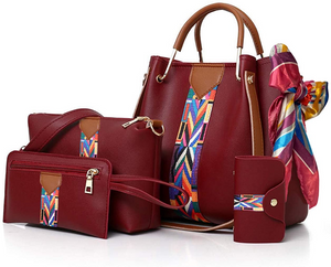 🔥SALE🔥 4 Pack Women Handbag Set Soft PU Leather Top Handle Bag Set ,Tote Bag Shoulder Bags Crossbody Bag Wallet Purse