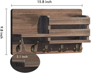 Mail Holder and Key Hanger with 4 Key Hooks