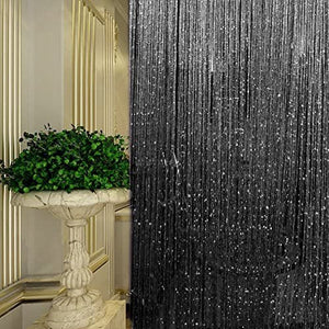 Black String Door Curtains Window Panel Room Divider Tassel Fringe New