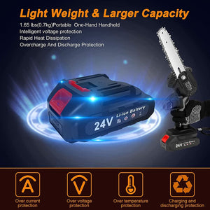 🌟BIG SALE🌟Mini Chainsaw 6 Inch, Electric Cordless Chainsaw Portable Handheld Chainsaw with 24V
