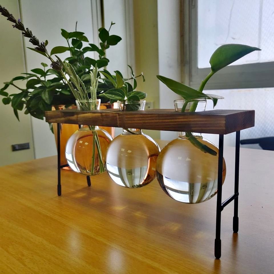 Tabletop Propagation Stations Hydroponics Plants Terrarium Bulb Vases with Stand