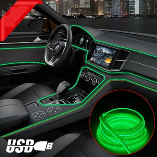 9.8FT Car Interior Atmosphere !! Wire Strip Light !! LED Decor Lamp Accessories Green