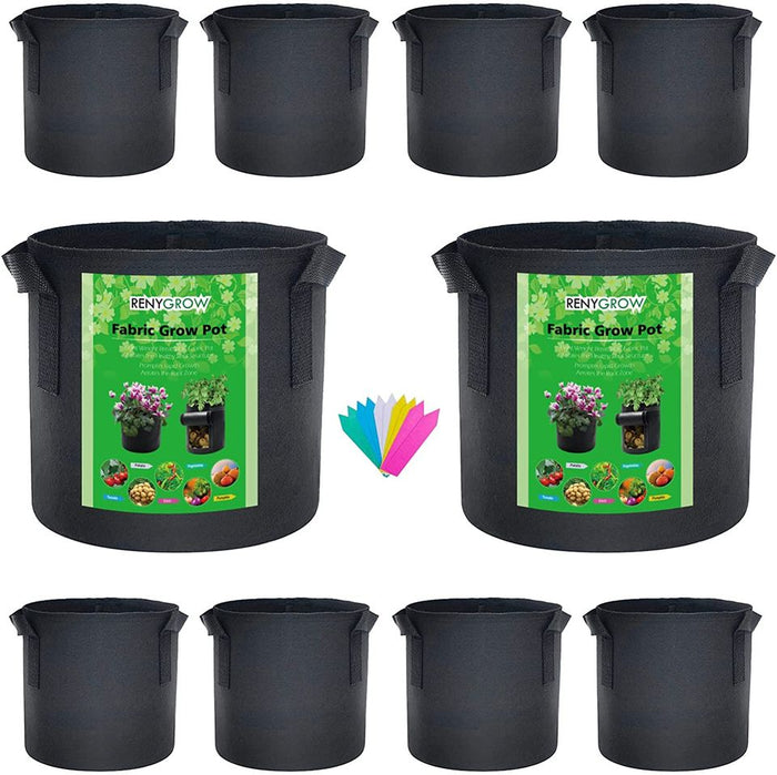 10 Pack Grow Bags Garden Fabric Pot Container For Vegetables Strawberry Potato 7 Gal.