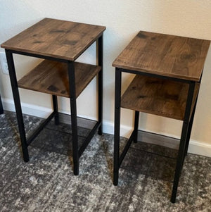 Set of 2 Side Tables End Table Nightstands Steel Frame Bedroom Bedside Coffee TV