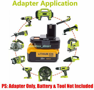 For Dewalt 20V Slider Lithium Battery to Ryobi 18V Tools Adapter-1x Adapter Only