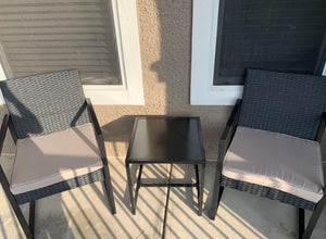 Patio Wicker Conversation Set 3 Piece Outdoor Balcony Small Bistro Furniture Hand-Woven Fiber *New*