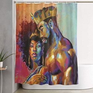 💦NEW💦 4 Pcs Sets African American King&Queen Shower Curtain Bathroom Set with 12 Hooks