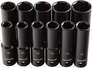 1/2 Inch - Drive Deep Impact Socket Set, Metric, 10mm - 24mm, Cr-V (11-Piece)