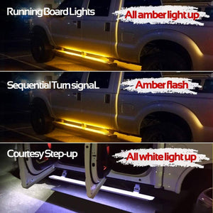 2PCs Truck LED Running Board Lights | 70 Inch Sequential Amber Led Side Marker Lights