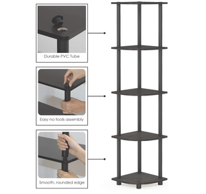 5 Tier Corner Display Rack Multipurpose Shelving Unit, Espresso/Black