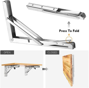 14''Folding Shelf Brackets Heavy Duty Max Load: 440b Stainless Steel Folding Bracket | 2 Pcs