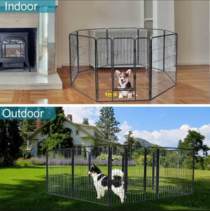 Large Indoor Outdoor Dog Pet Gate 8 Fence Panel Playpen Kennel 40 Inch Tall