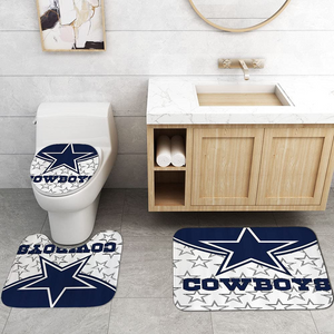 �NEW� Set of 4 Texas Star Shower Curtain Set with Non Slip Bathroom Toilet Rugs
