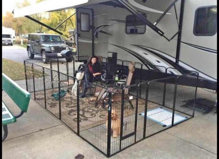 Large Indoor Outdoor Dog Pet Gate 8 Fence Panel Playpen Kennel 40 Inch Tall
