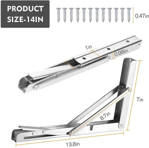 14''Folding Shelf Brackets Heavy Duty Max Load: 440b Stainless Steel Folding Bracket | 2 Pcs