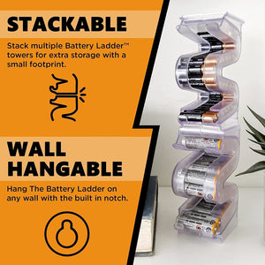 Battery Holder, Stackable Wall Mountable