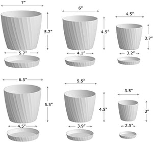 6 Pack Simple Plastic Plant Pots with Drainage Hole and Saucer