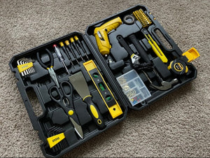 Basic Tool Kit For Home with 3.6V Cordless Screwdriver for Men Women Home
