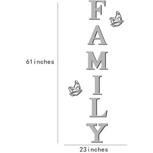Family Sign Acrylic 3D Mirror Wall Decor Wall Decals Decorations Stickers