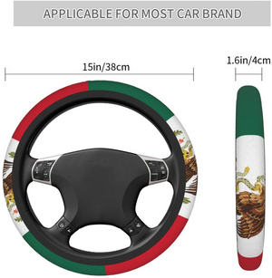 Universal Steering Wheel Covers，Mexican flag Elastic Car Wheel Cover, Anti-Slip Car Accessories