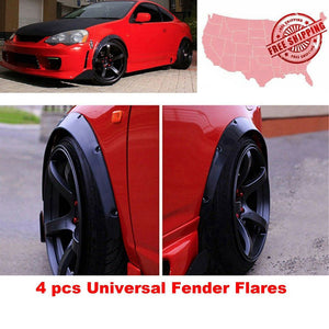 4x Black Universal Fender Flares Flexible Durable Polyurethane Auto Car Body Kit NEW BRAND