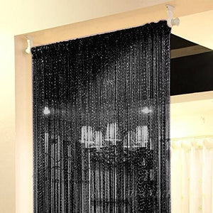 Black String Door Curtains Window Panel Room Divider Tassel Fringe New