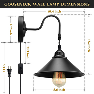 Wall Sconces Vintage Plug in Wall Lamp Set of 2
