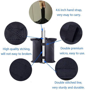 4Pcs Foldable Weight Sand Carry Bag Grommet Outdoor Pop Up Canopy Tent Umbrella, Black