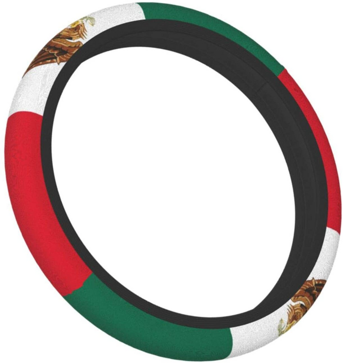 Universal Steering Wheel Covers，Mexican flag Elastic Car Wheel Cover, Anti-Slip Car Accessories