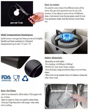 4 Pcs Gas Range Stove Top Burner Protector Reusable Liner Clean Non-stick Cover