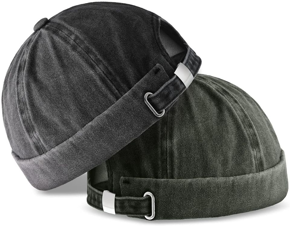 🌞🌞 Adjustable Brimless Hats for Men Docker Hat Casual No Brim Hat (2 Pcs)