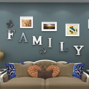 Family Sign Acrylic 3D Mirror Wall Decor Wall Decals Decorations Stickers