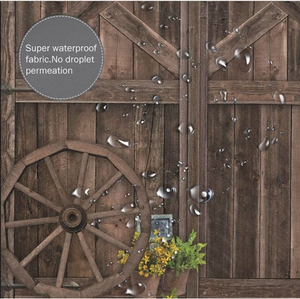 Farmhouse Country Western Wooden Saloon Rustic Barn Door Shower Curtain Sets 72"x72"
