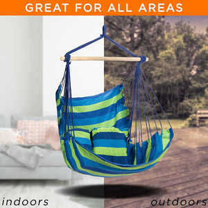 ✨Indoor/Outdoor Hanging Rope Hammock Chair Swing Seat w/ 2 Seat Cushions