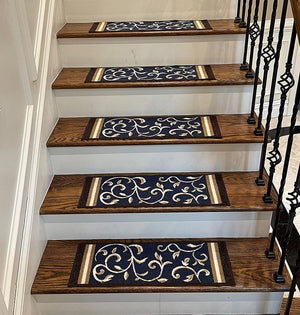 NEW✨ Stairway Carpet Rug – Set of 7 Navy Floral (8.5” x 26”)