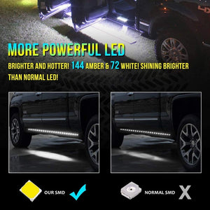 2PCs Truck LED Running Board Lights | 70 Inch Sequential Amber Led Side Marker Lights