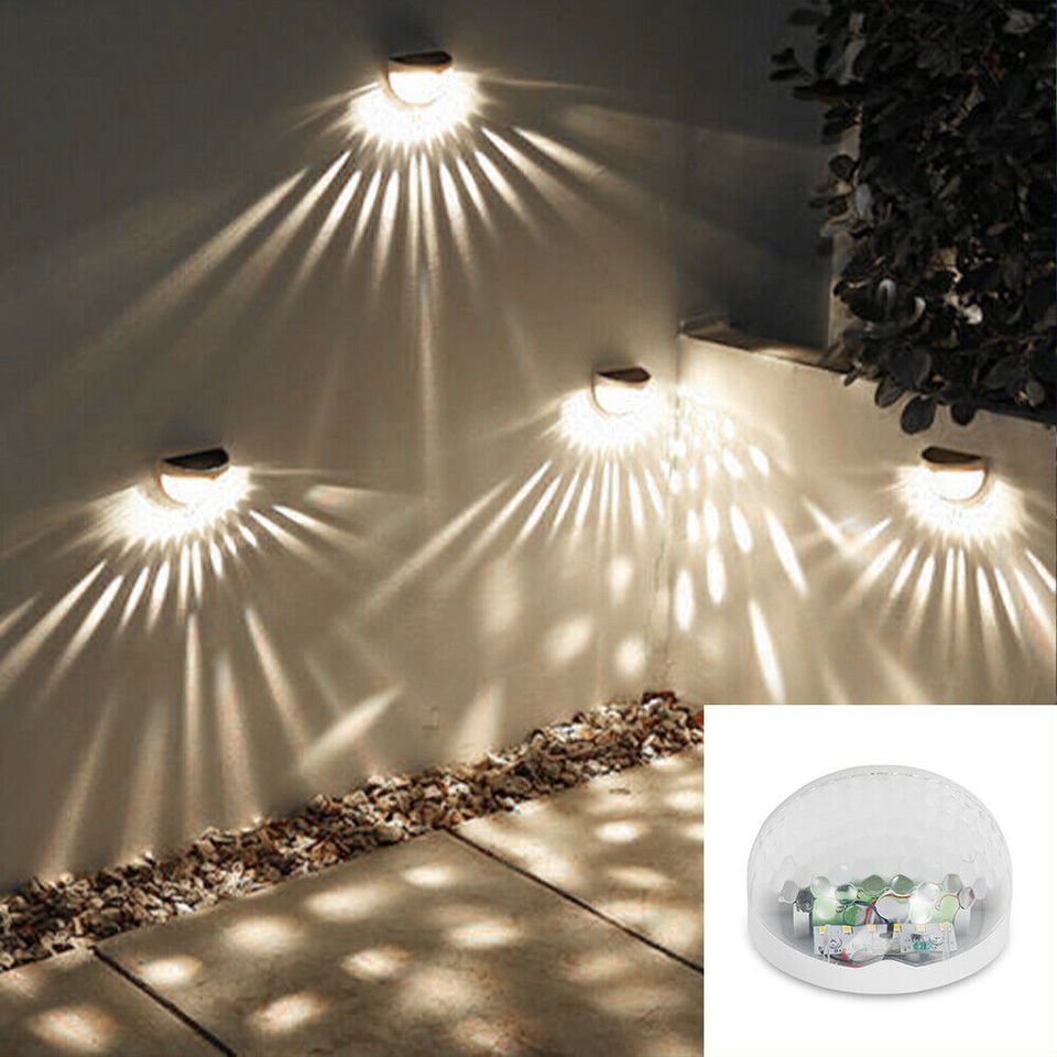 Set of 2 Solar Fence Post Lights Outdoor Waterproof Wall Mount Decorative Smart Lights