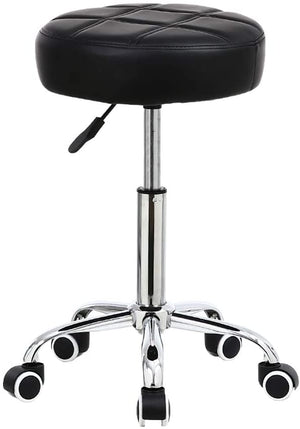 ✨ NEW ✨ Round Rolling Stool Chair Height Adjustable Swivel with Wheels (Black)