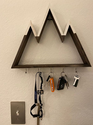 Mountain Floating Shelf with Key Hooks Holders Wall Jewelry Organizer