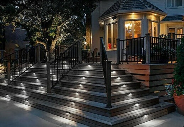 Set of 16 Solar LED Bright Deck Lights Outdoor Garden Patio Railing Decks Path Lighting