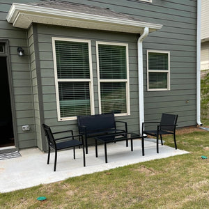 4 Pieces Patio Furniture Set, Outdoor Conversation Sets for Patio, Lawn, Garden, Black