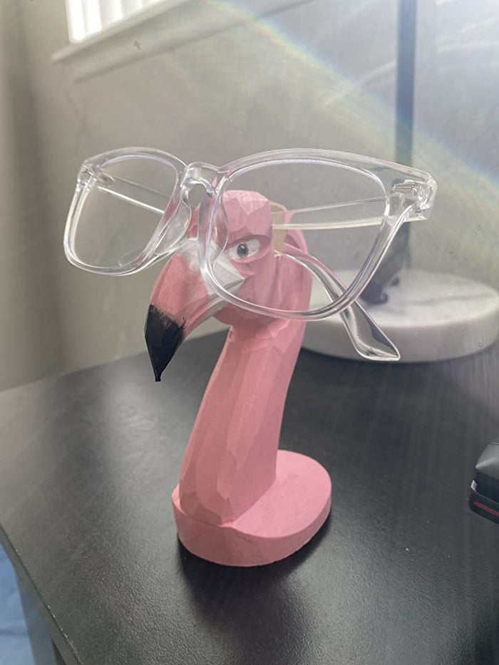 Adults (flamingo) Red Dollar Handmade Wood Carved Animal Eyeglass Holder Cute Sunglasses