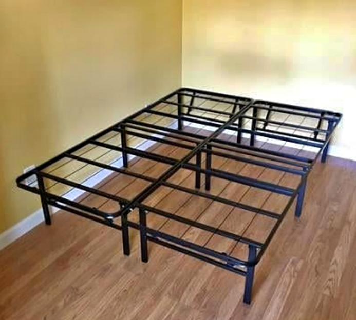 Bed Frame Folding 14" Mattress Platform Queen Size 1200 lb Capacity Steel Foundation Home Bedroom NEW