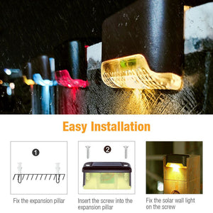 Set of 4 Multi Color Solar LED Deck Lights Outdoor Path Garden Pathway Stairs Step Fence Lamp